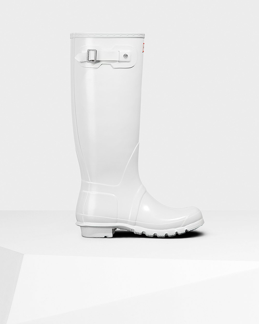 Bottes Hautes de Pluie Hunter Original Gloss Femme Blanche KVDXPAG-83